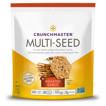 CRUNCHMASTER Multi-Seed Crackers Roasted Garlic, PK12 40006NCD12CM